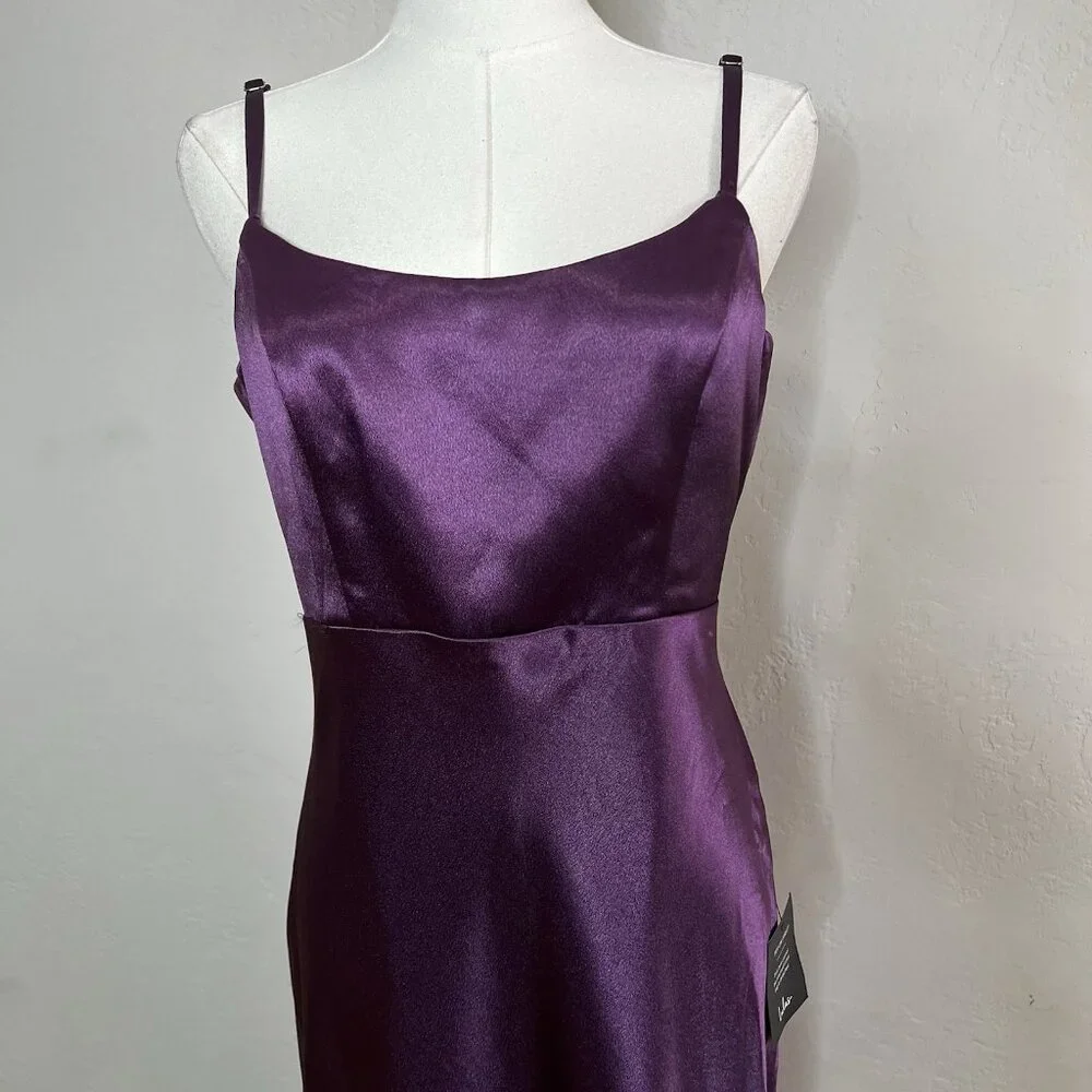 Lulu's Purple Satin Maxi Dress - Picture 2 of 14